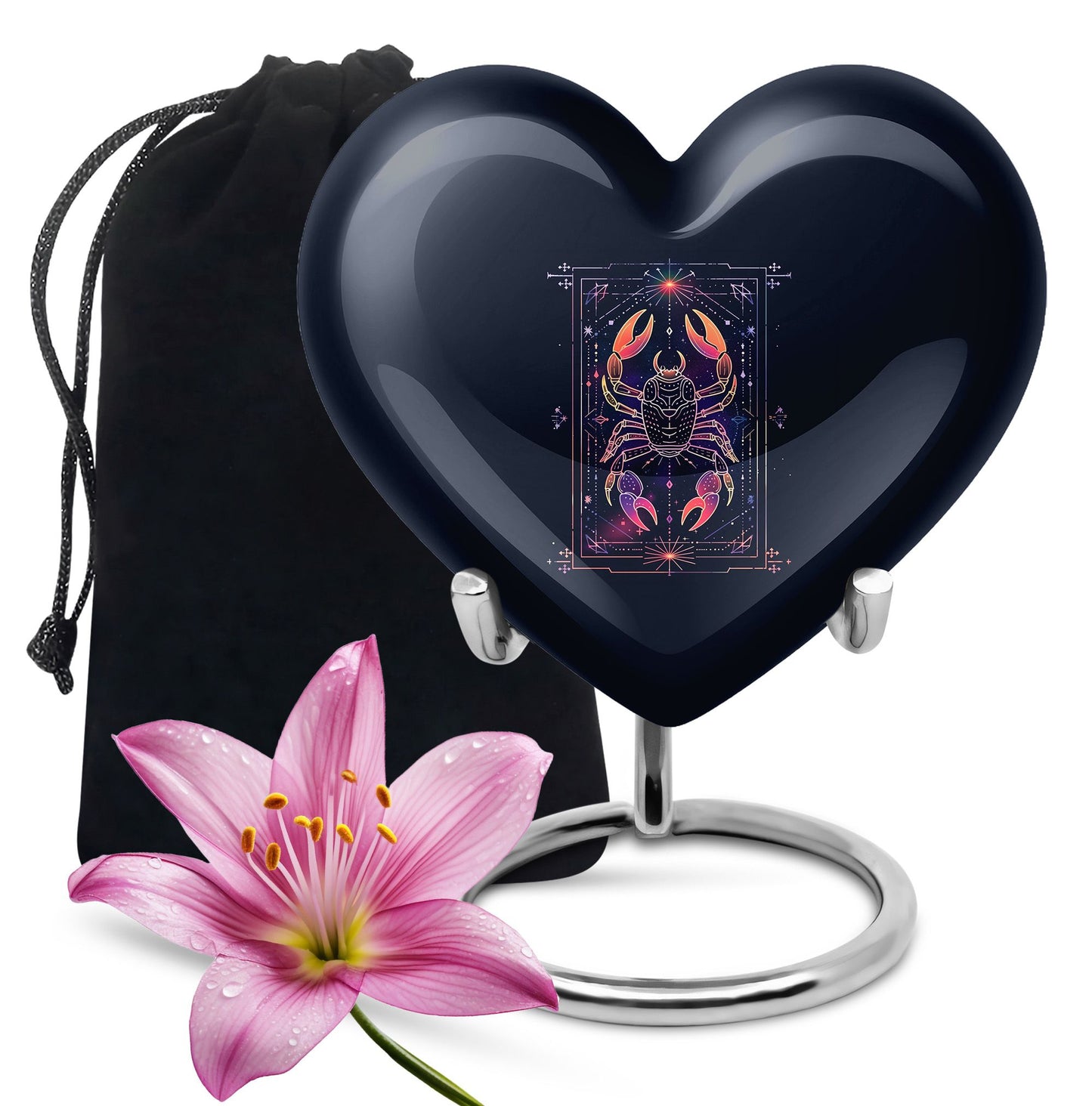 10 Inch heart-shaped Zodiac Urn with personalized engravings for men's memorial