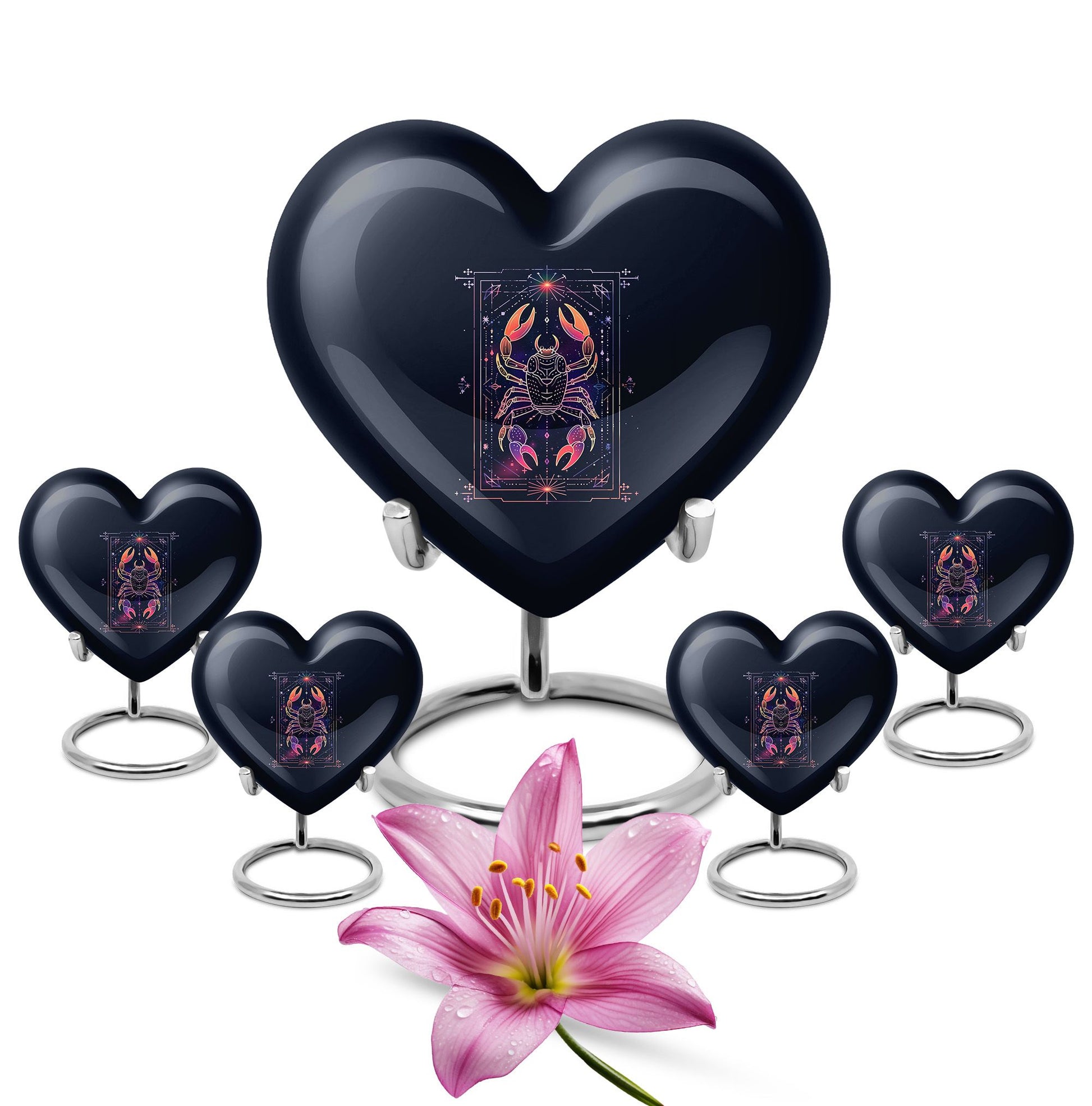 10 Inch heart-shaped Zodiac Urn with personalized engravings for men's memorial
