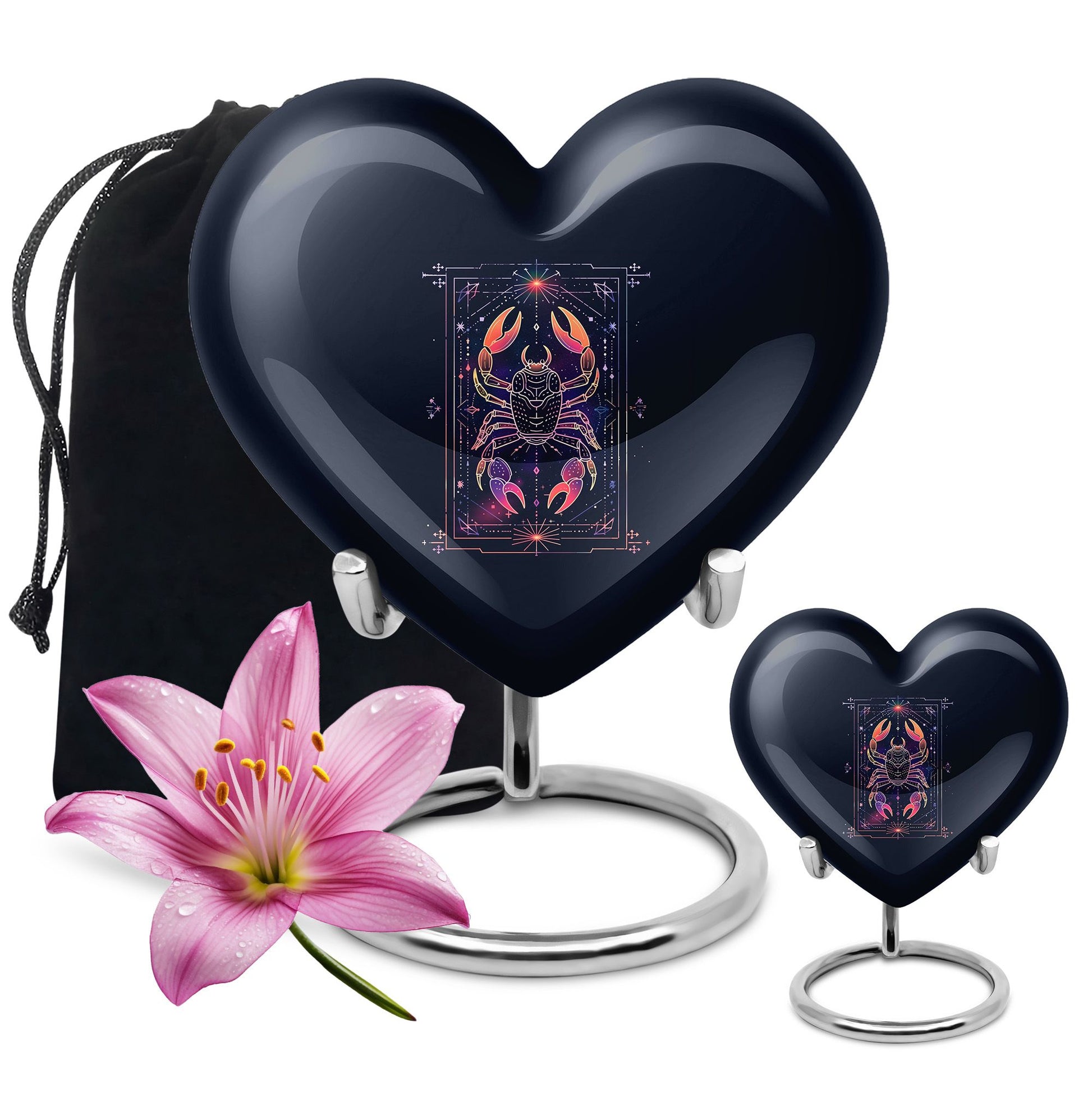 10 Inch heart-shaped Zodiac Urn with personalized engravings for men's memorial