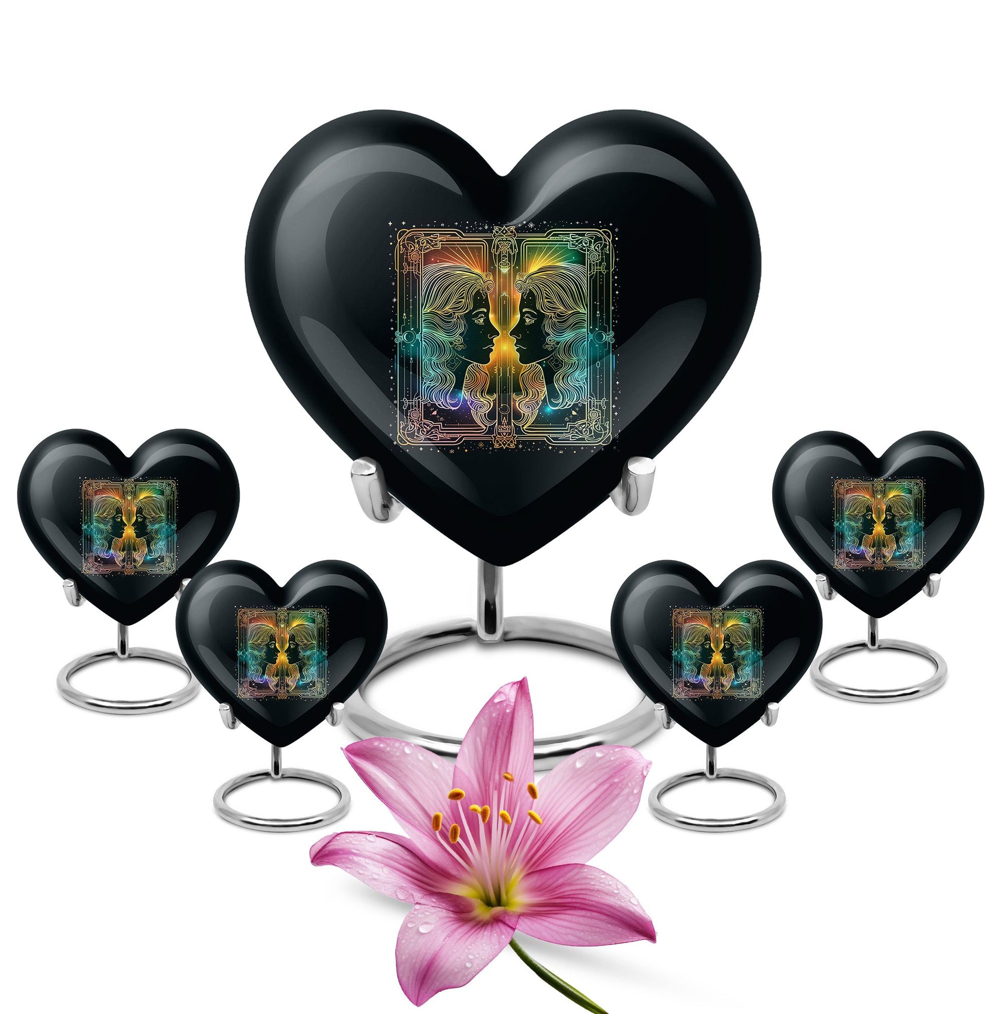 10-inch zodiac heart-shaped urn, ideal for cremation ashes with engraving option