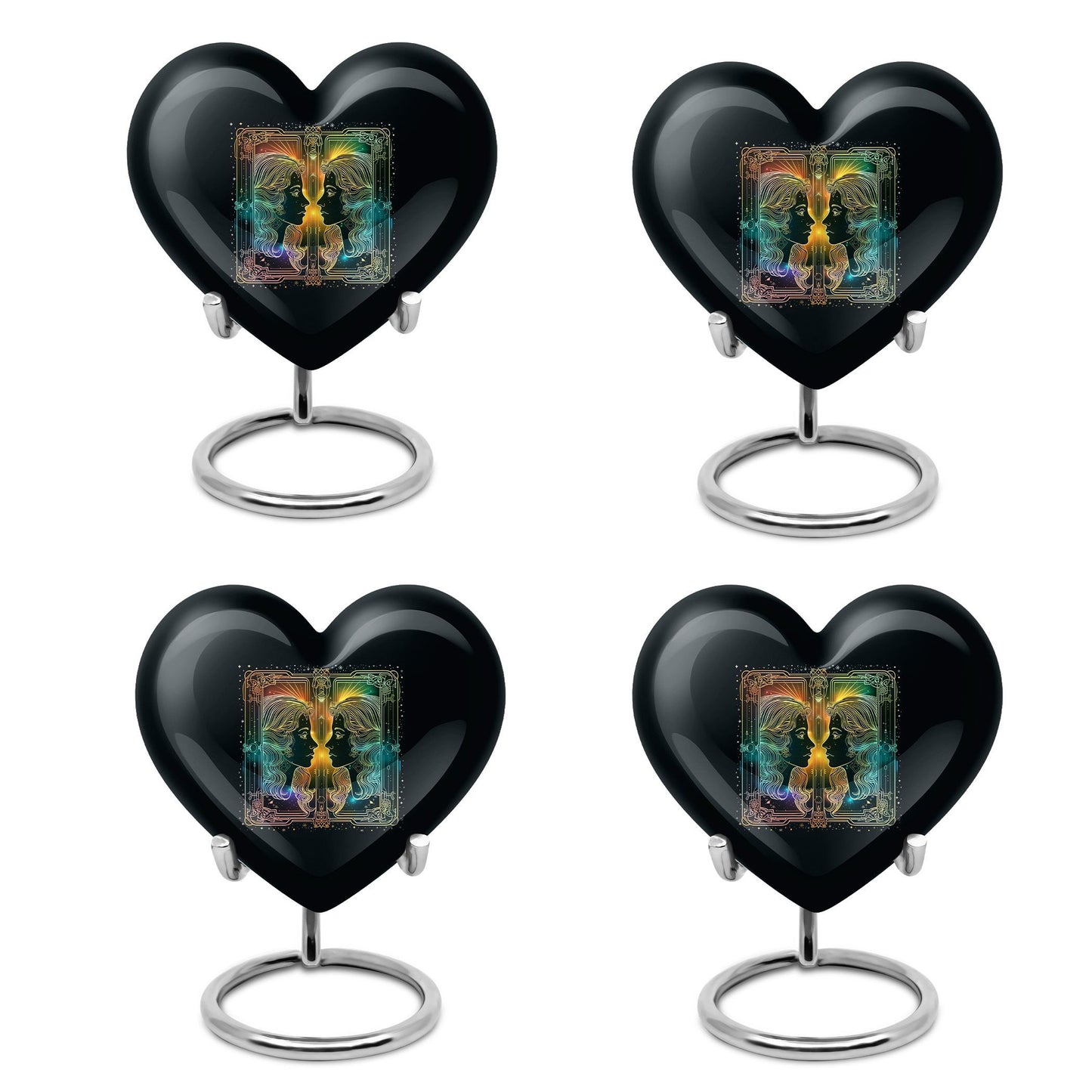 10-inch zodiac heart-shaped urn, ideal for cremation ashes with engraving option