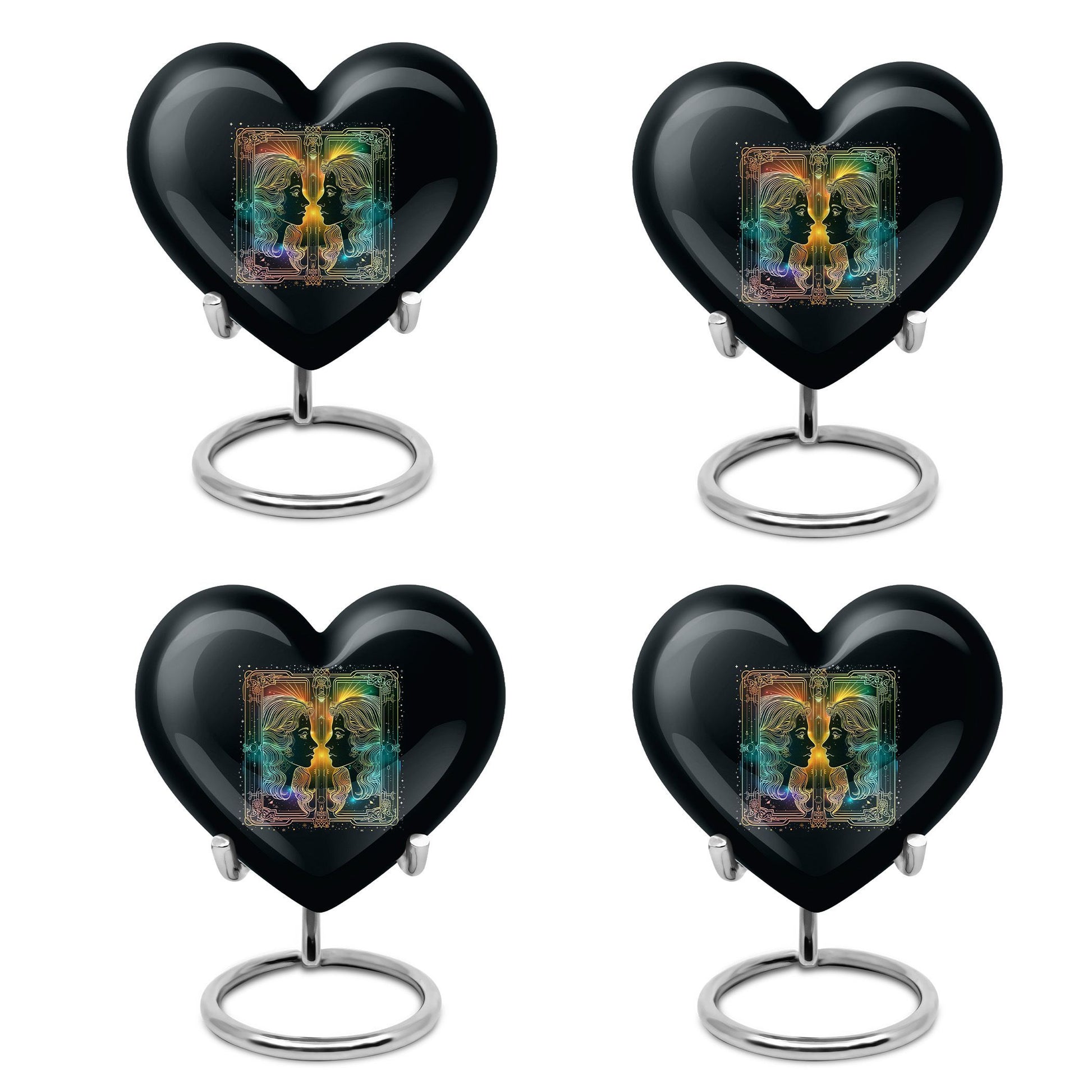 10-inch zodiac heart-shaped urn, ideal for cremation ashes with engraving option
