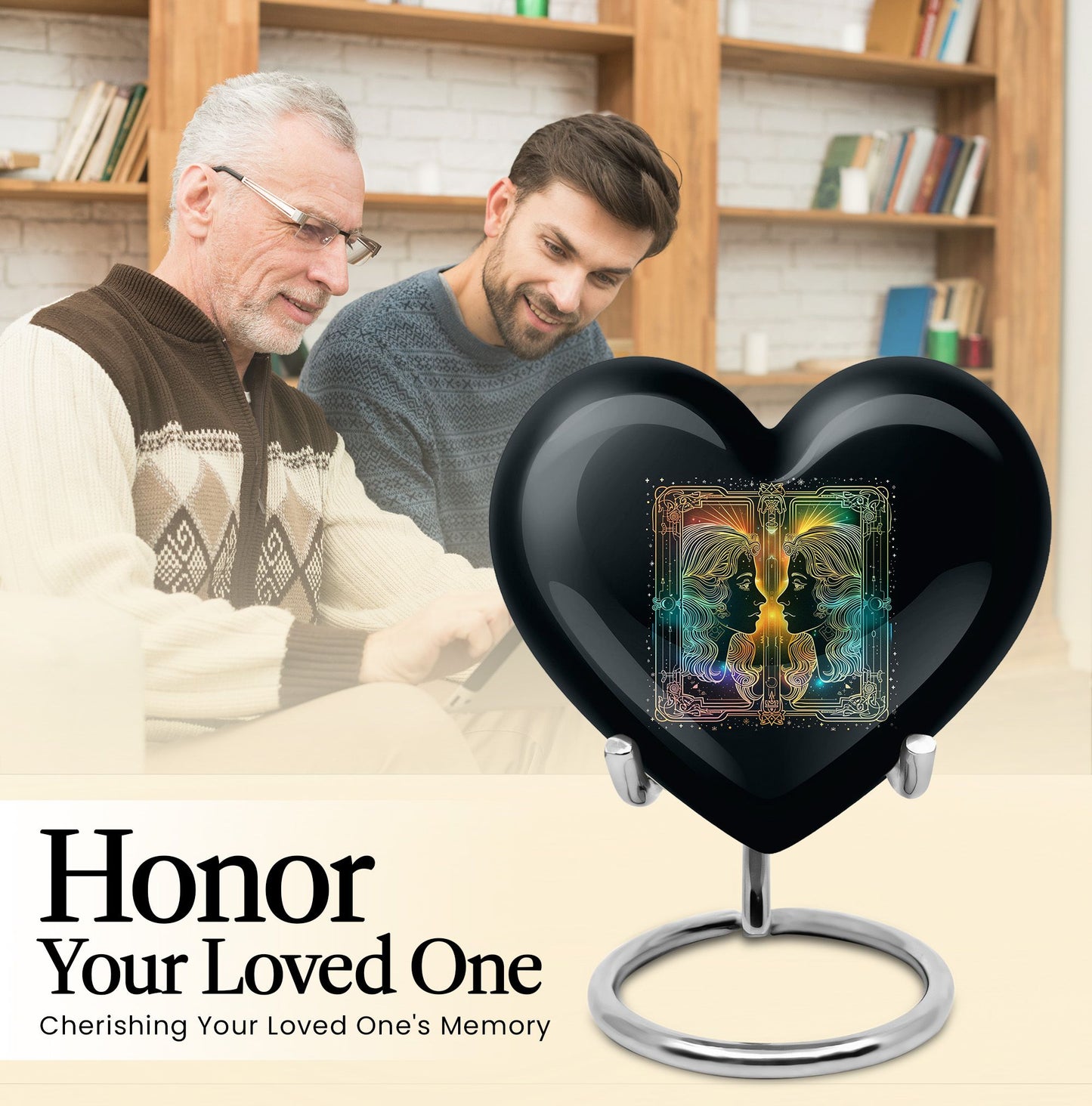 10-inch zodiac heart-shaped urn, ideal for cremation ashes with engraving option
