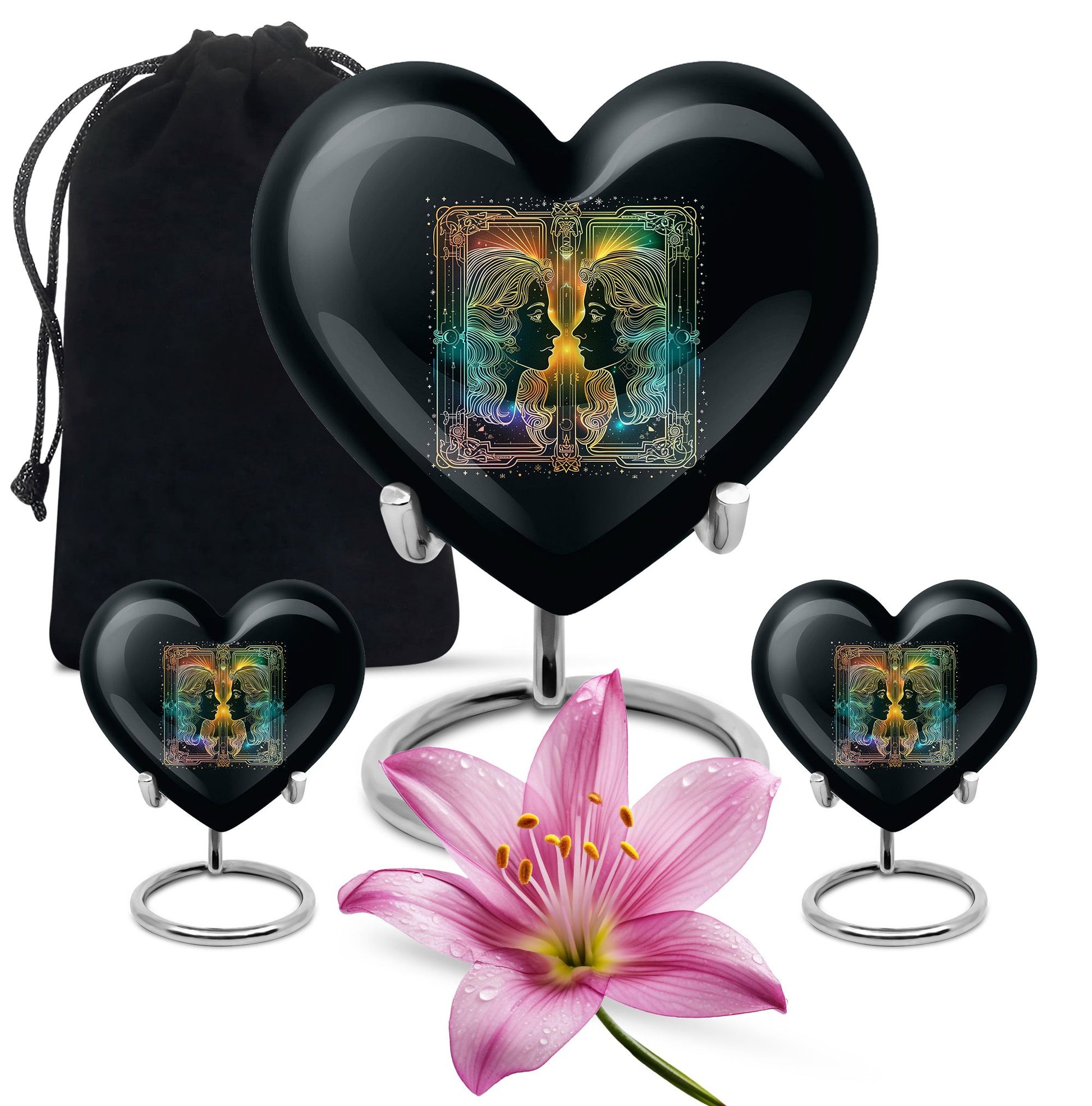 10-inch zodiac heart-shaped urn, ideal for cremation ashes with engraving option