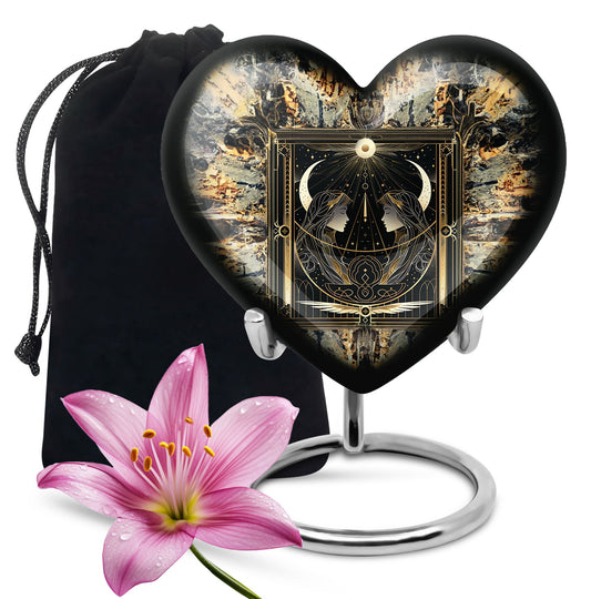 zodiac and heart design large burial urn