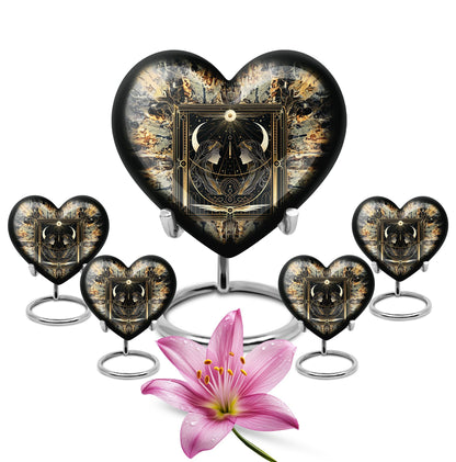 zodiac and heart design large burial urn