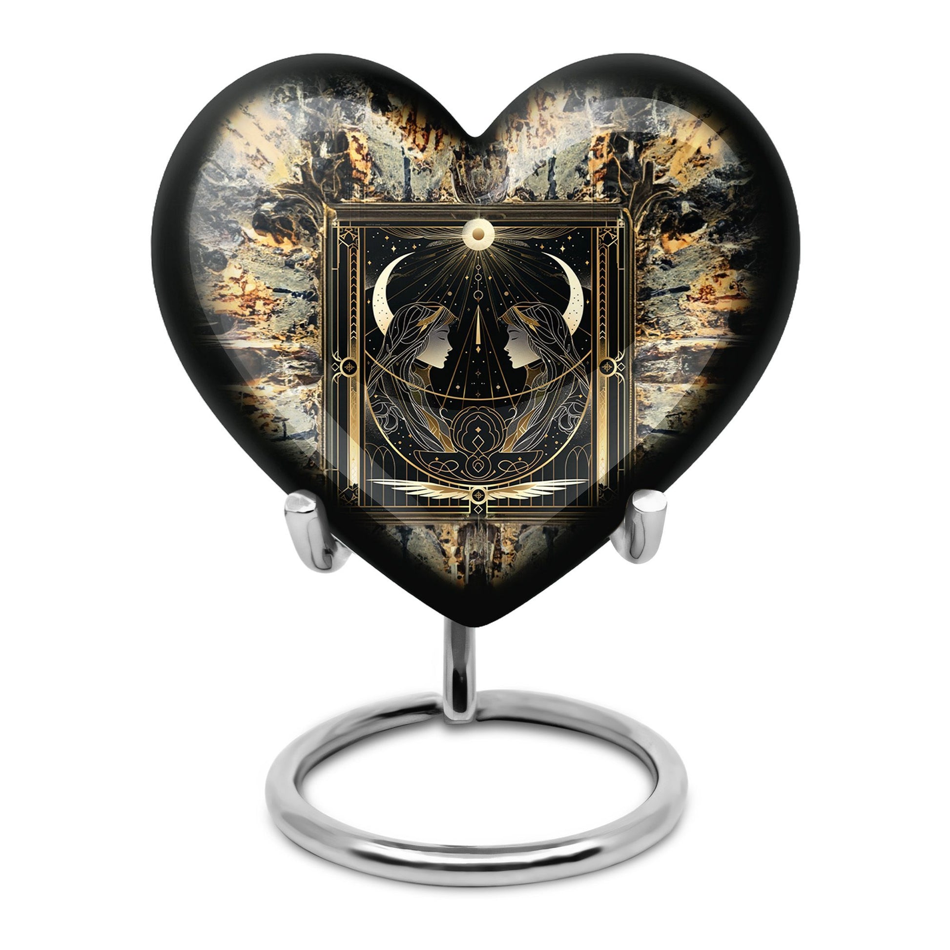 zodiac and heart design large burial urn