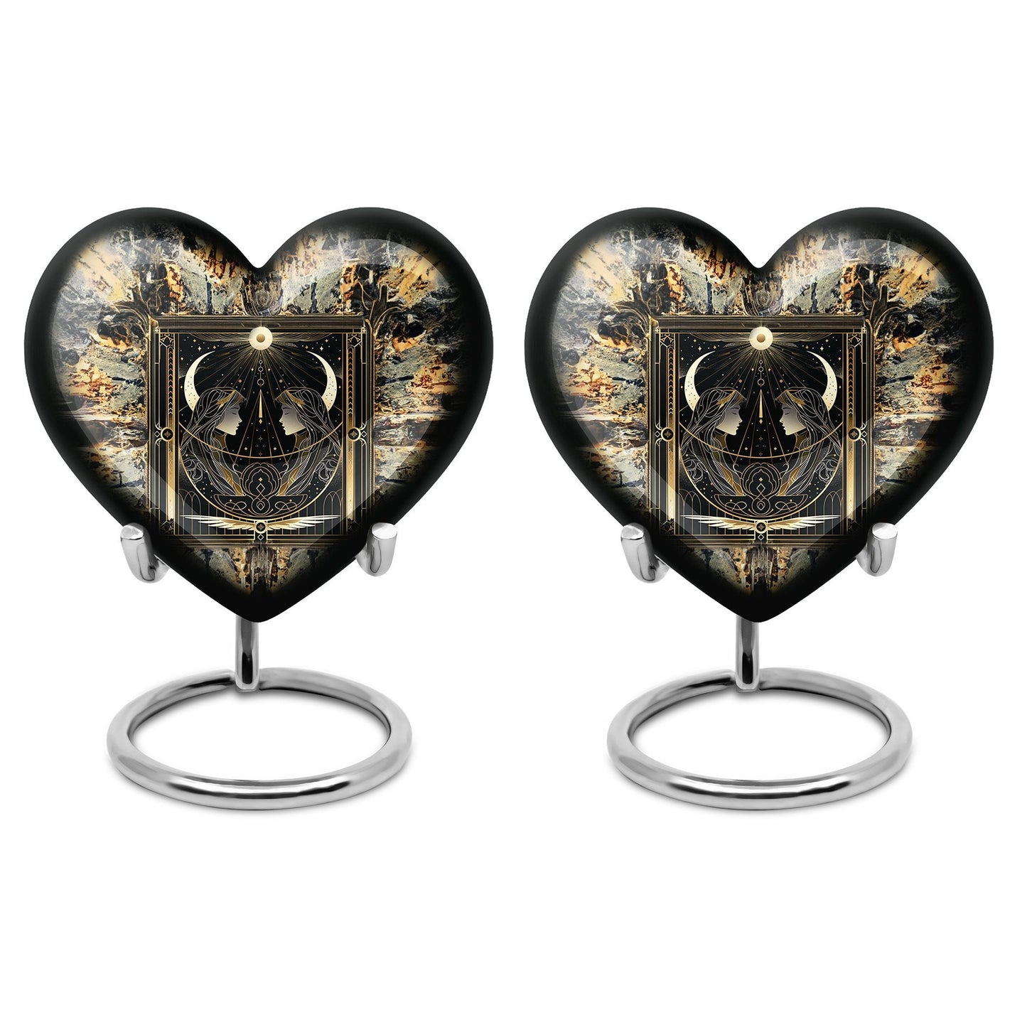 zodiac and heart design large burial urn