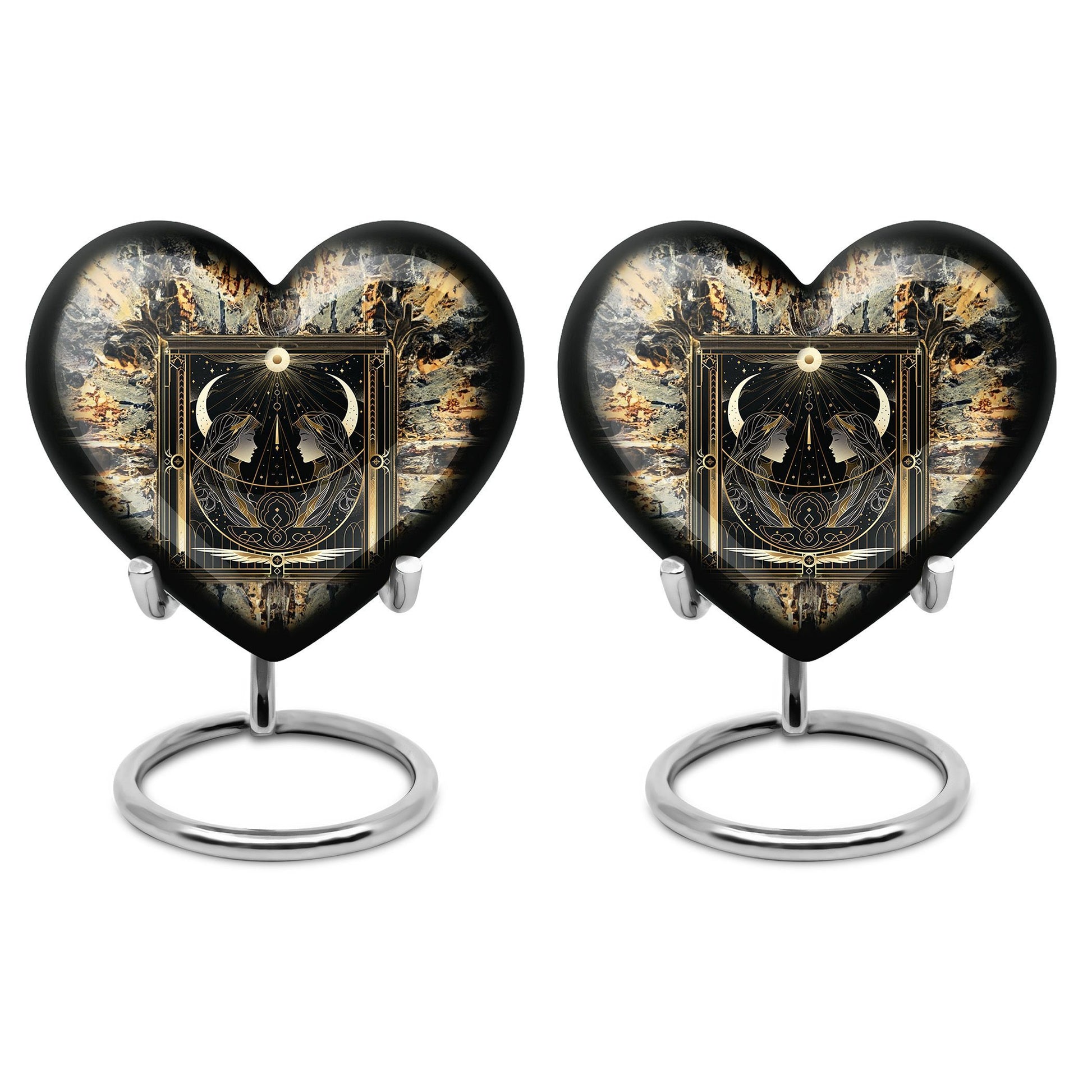 zodiac and heart design large burial urn
