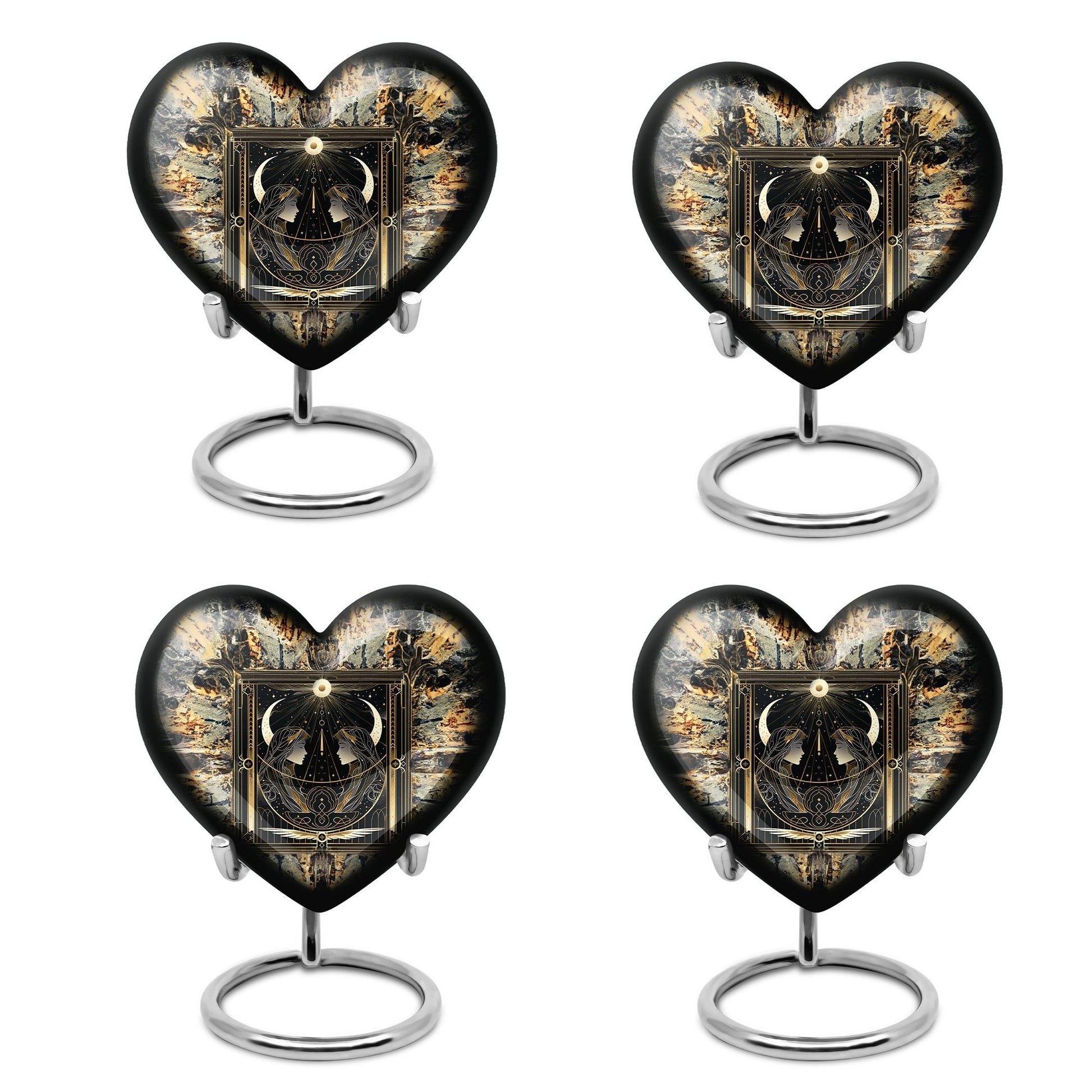 zodiac and heart design large burial urn