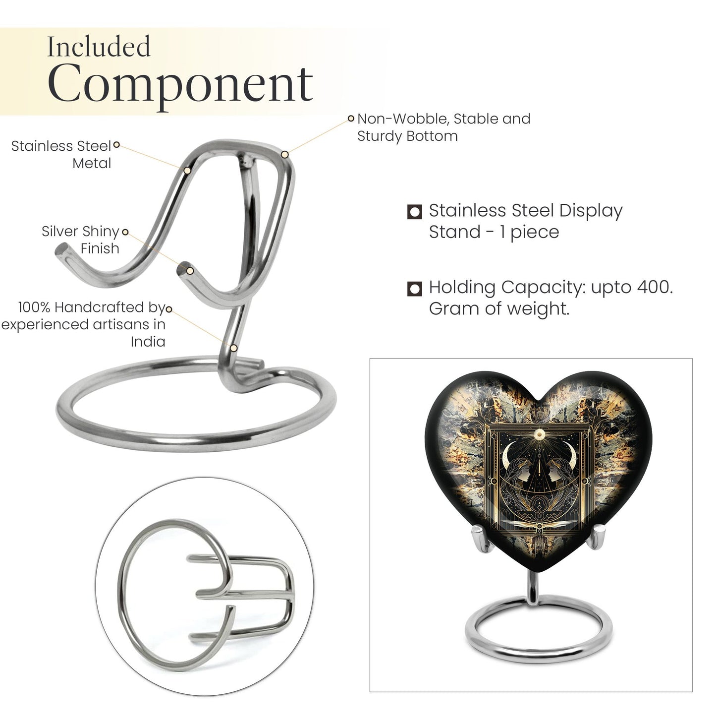 zodiac and heart design large burial urn