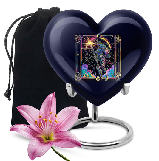 heart shaped zodiac memorial large urn for human ashes, 