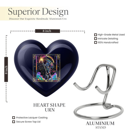 heart shaped zodiac memorial large urn for human ashes, 
