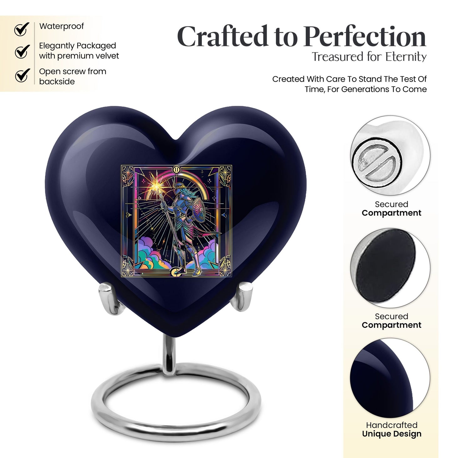 heart shaped zodiac memorial large urn for human ashes, 