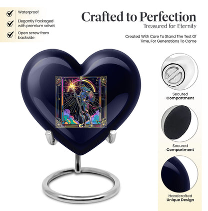 heart shaped zodiac memorial large urn for human ashes, 