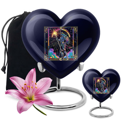 heart shaped zodiac memorial large urn for human ashes, 