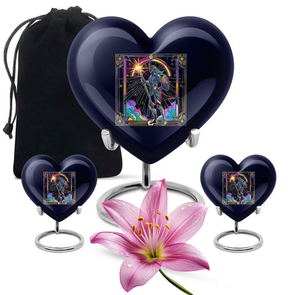 heart shaped zodiac memorial large urn for human ashes, 