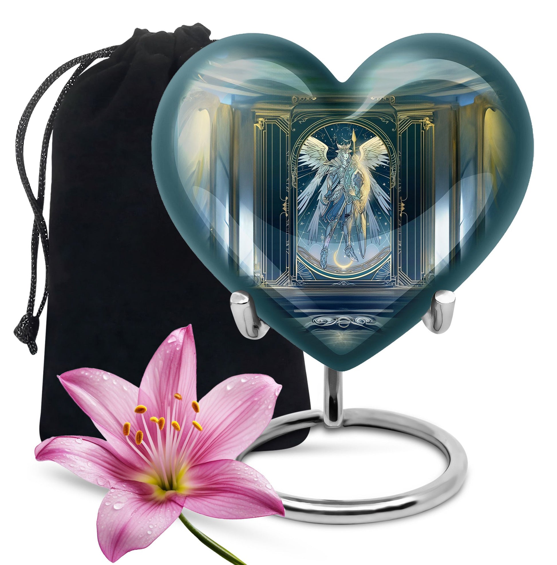 10-inch abstract themed heart-shaped zodiac urn 