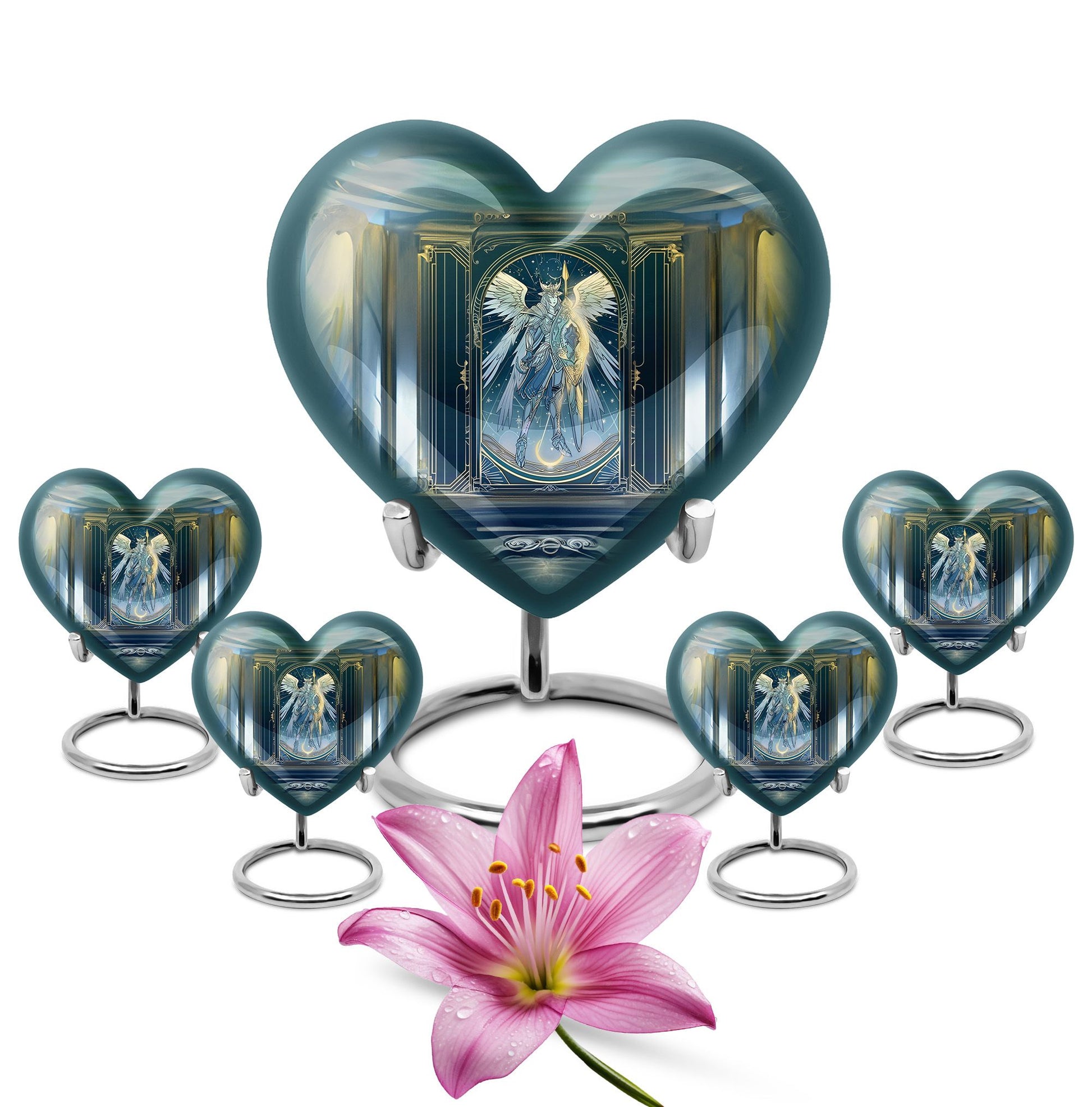 10-inch abstract themed heart-shaped zodiac urn 