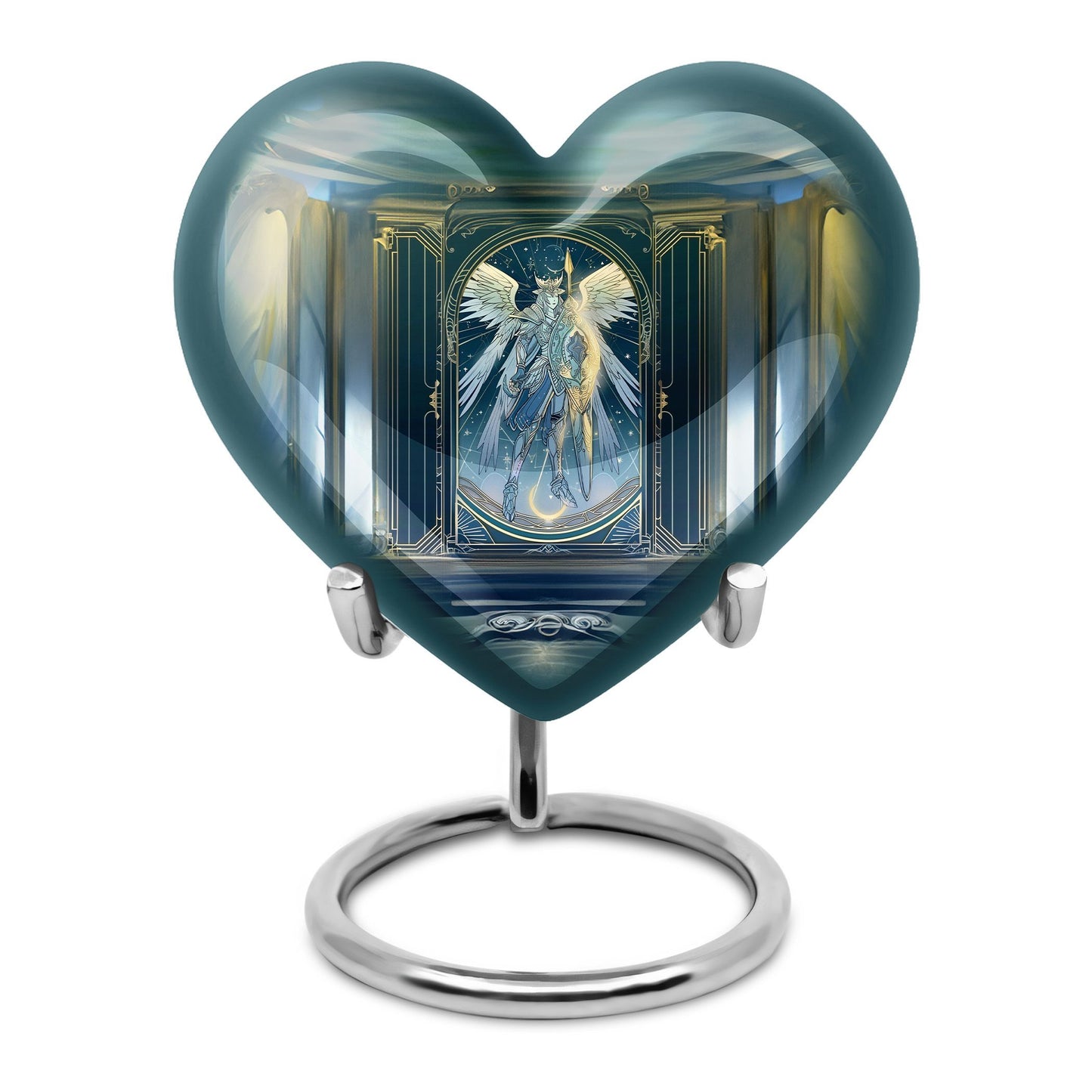10-inch abstract themed heart-shaped zodiac urn 