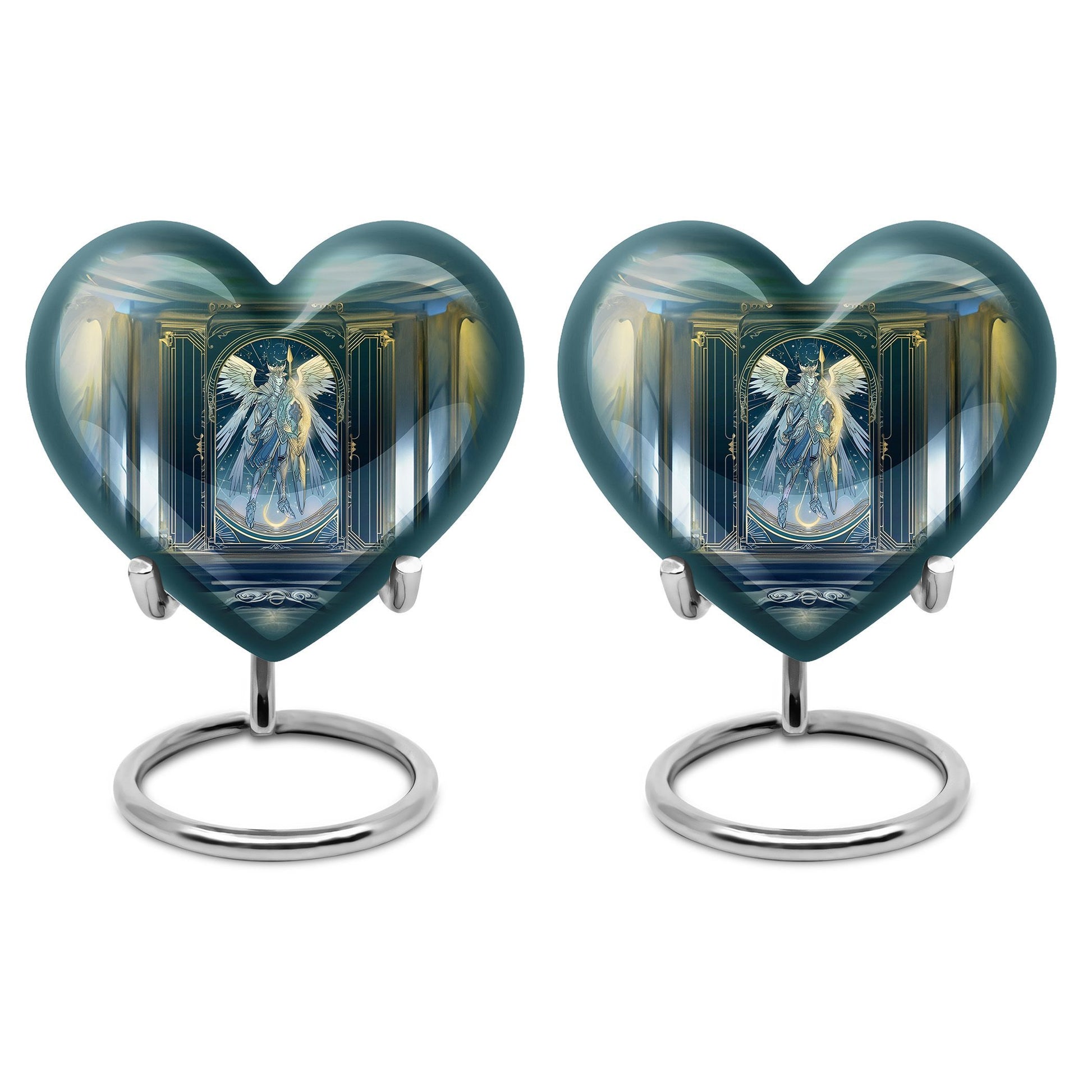 10-inch abstract themed heart-shaped zodiac urn 