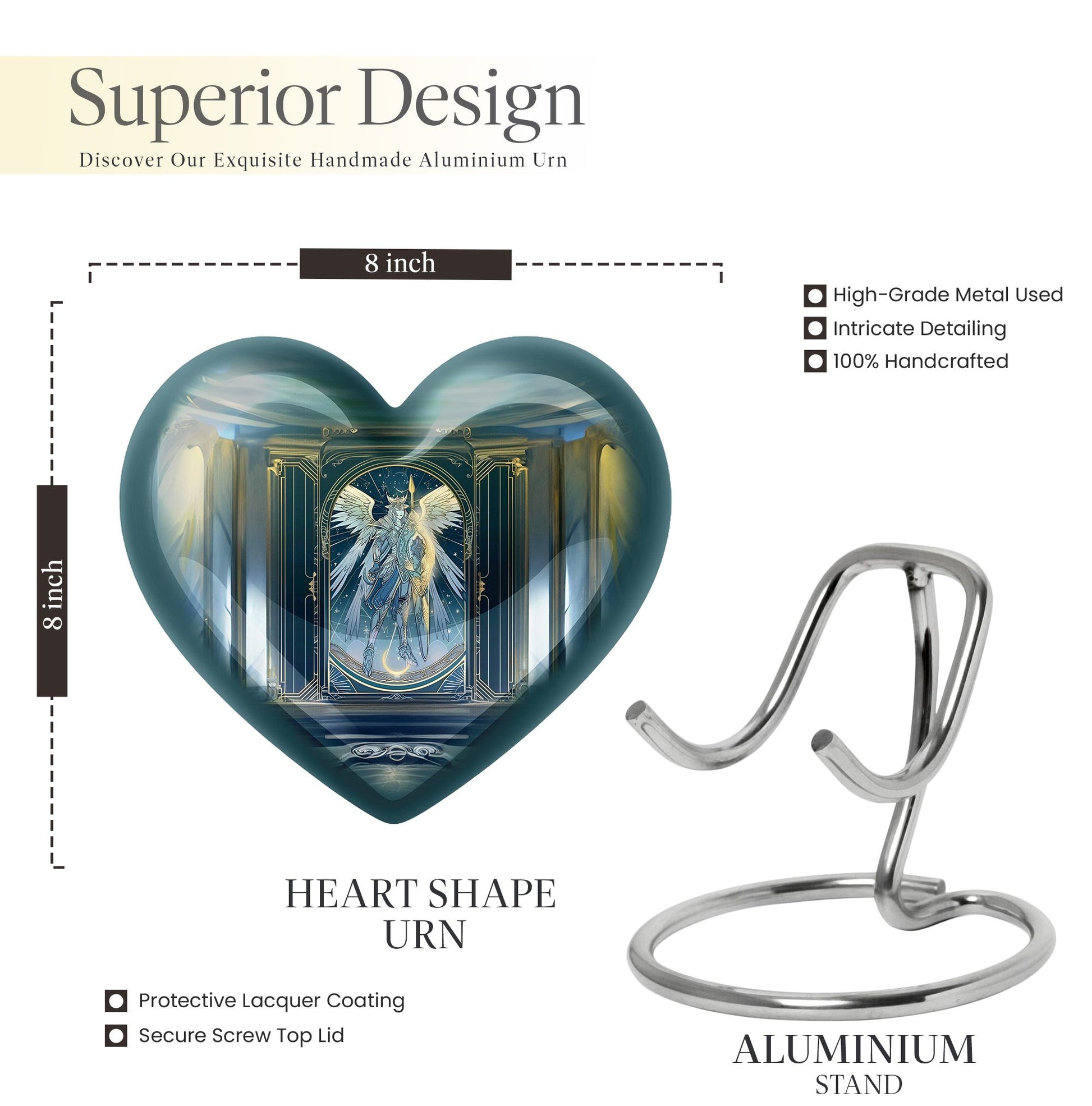 10-inch abstract themed heart-shaped zodiac urn 