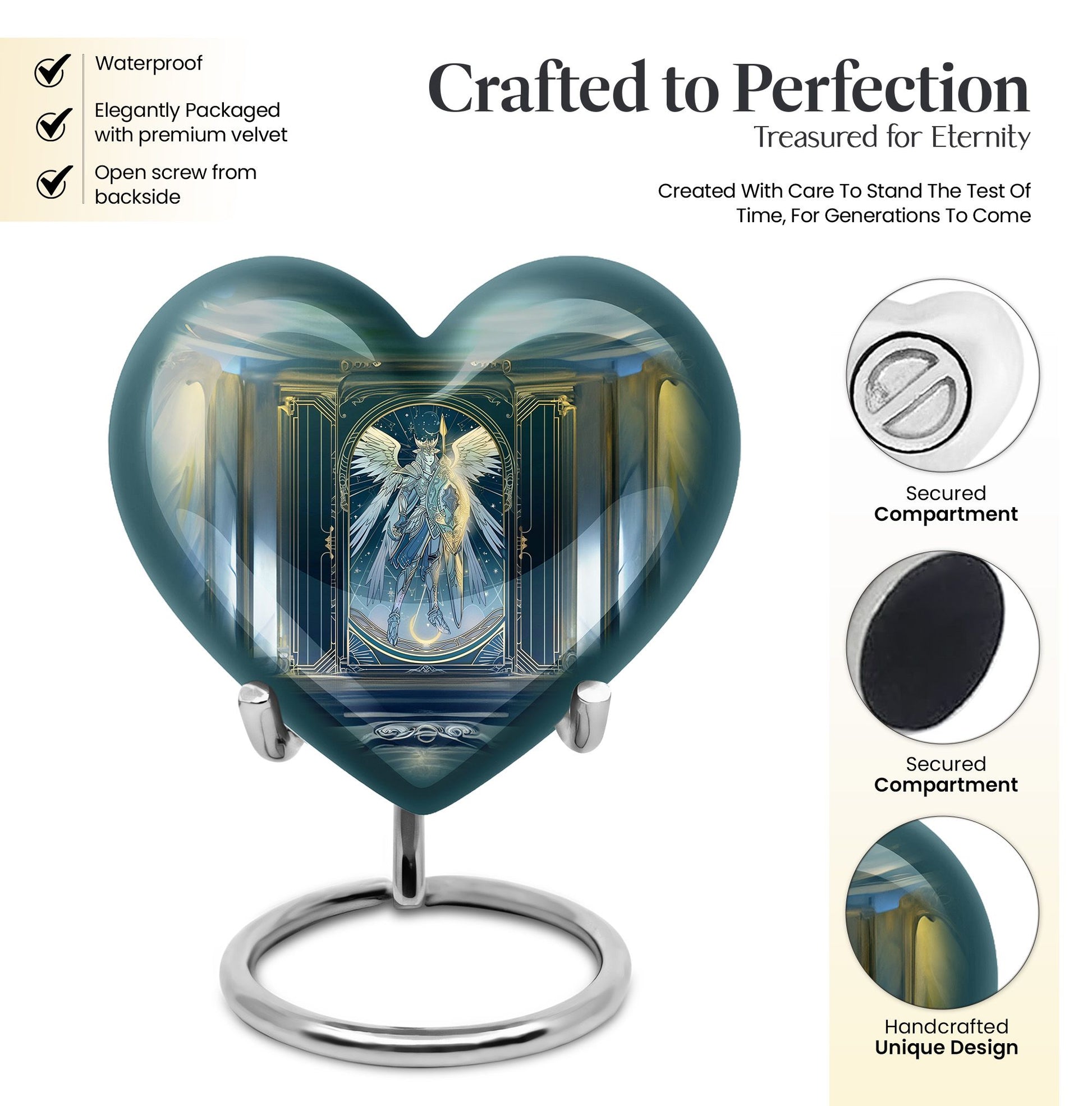10-inch abstract themed heart-shaped zodiac urn 