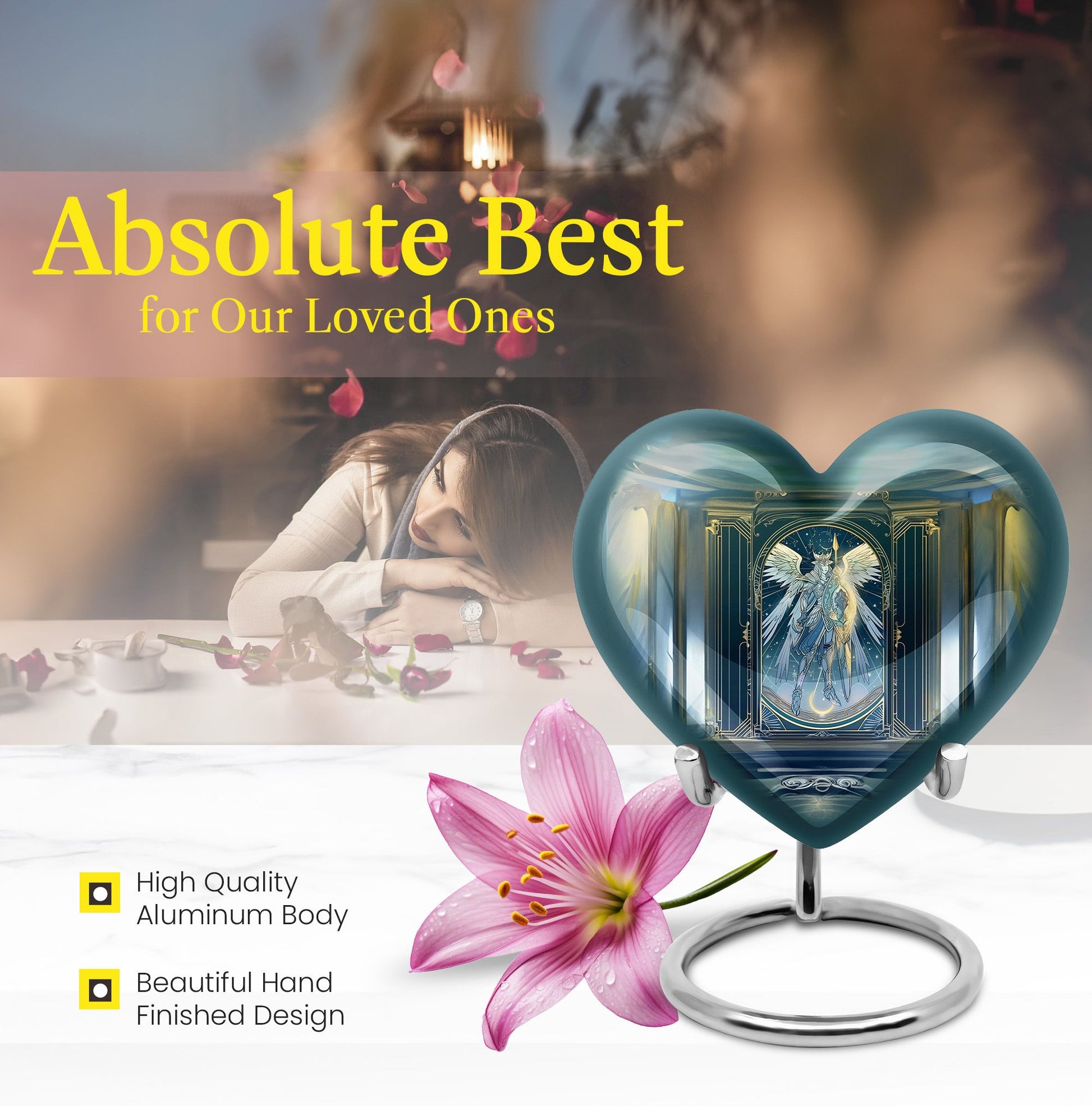 10-inch abstract themed heart-shaped zodiac urn 