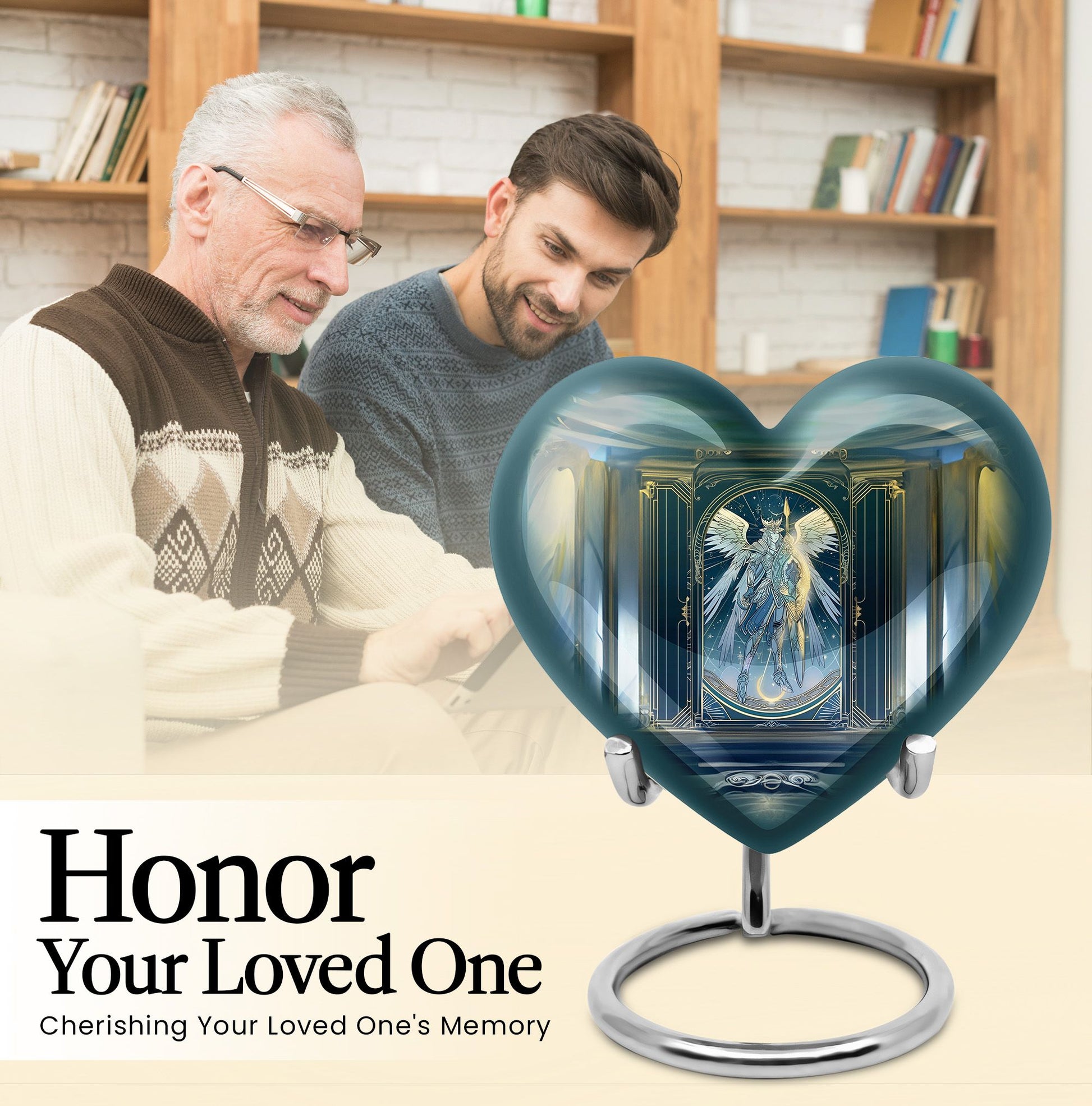10-inch abstract themed heart-shaped zodiac urn 
