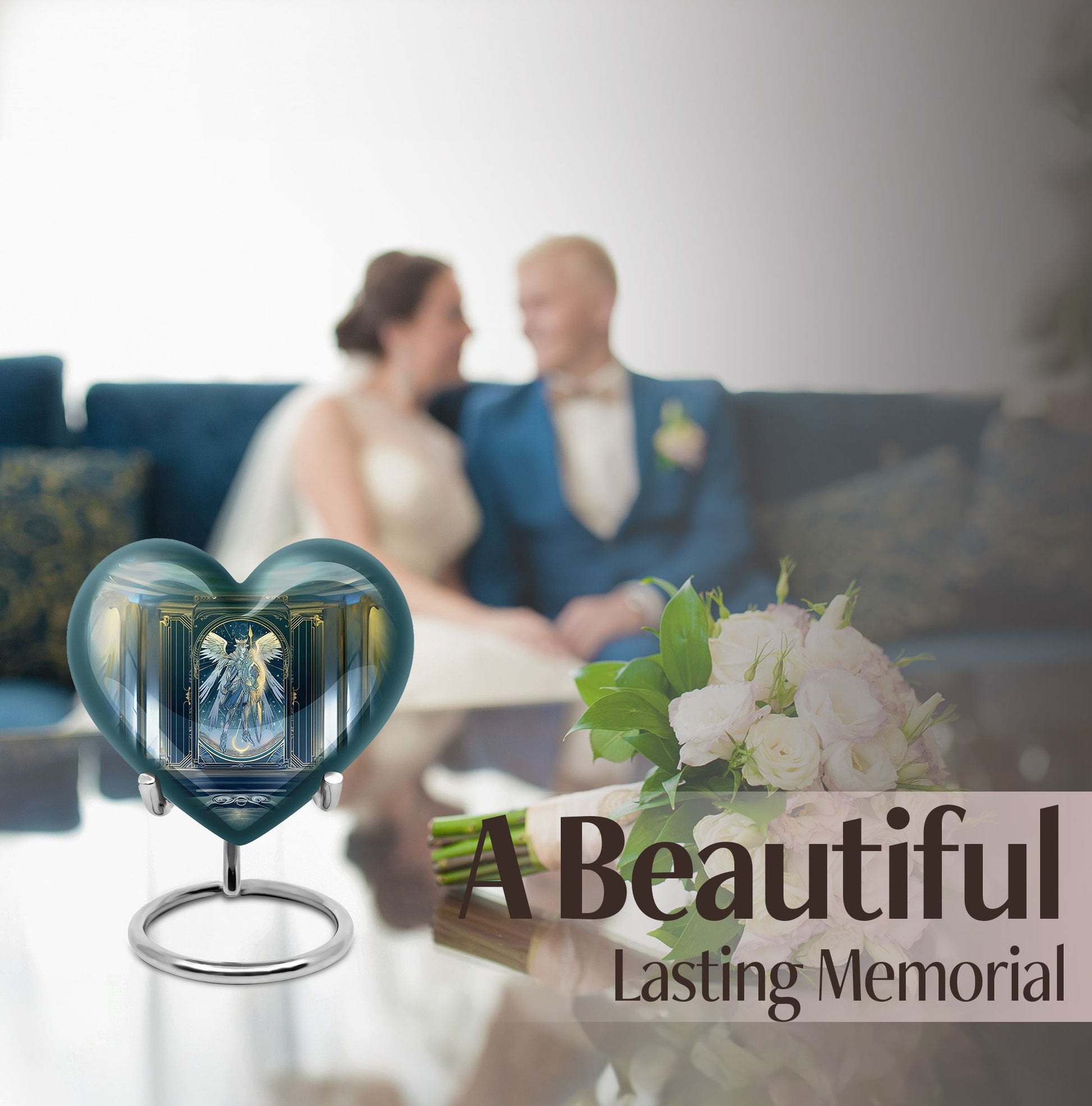 10-inch abstract themed heart-shaped zodiac urn 