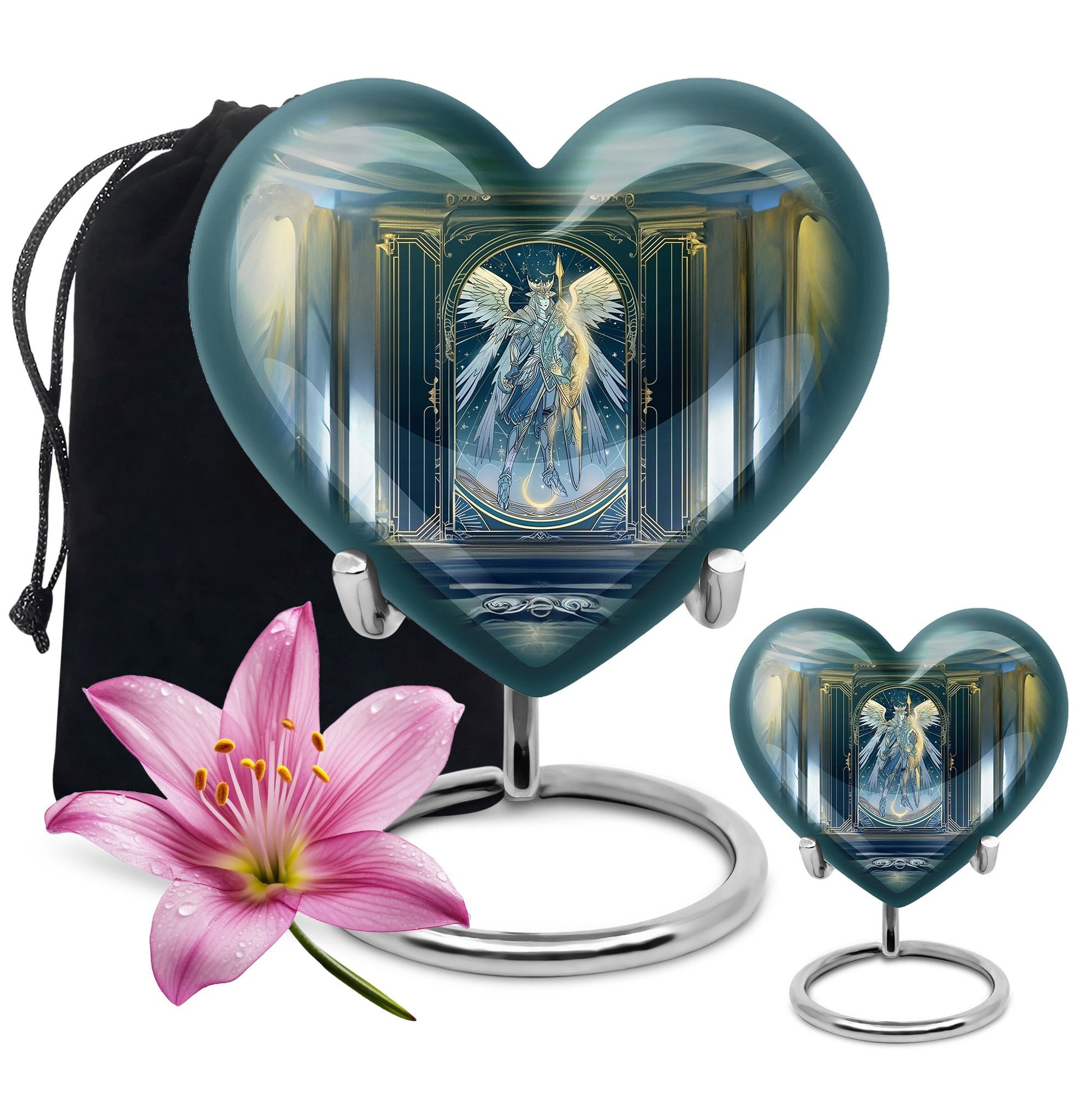 10-inch abstract themed heart-shaped zodiac urn 