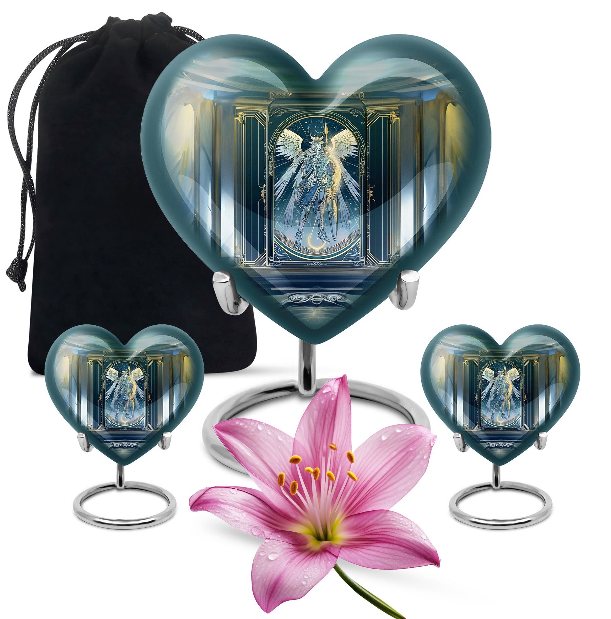 10-inch abstract themed heart-shaped zodiac urn 