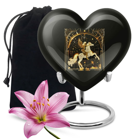 10 inch zodiac urn, Abstract heart design, large burial urn for adult ashes
