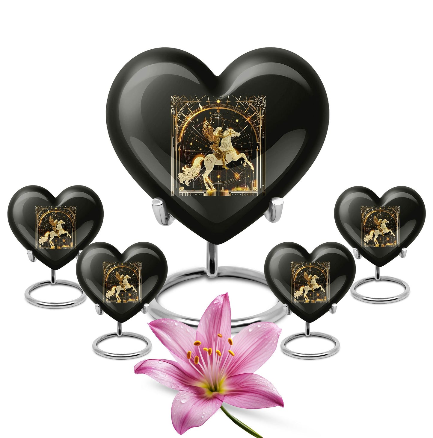 10 inch zodiac urn, Abstract heart design, large burial urn for adult ashes