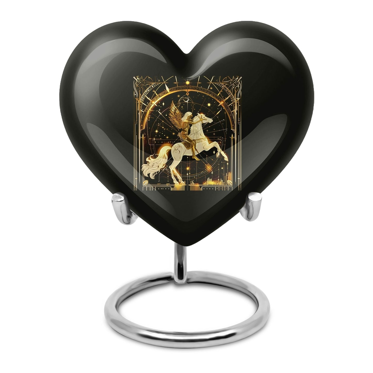 10 inch zodiac urn, Abstract heart design, large burial urn for adult ashes