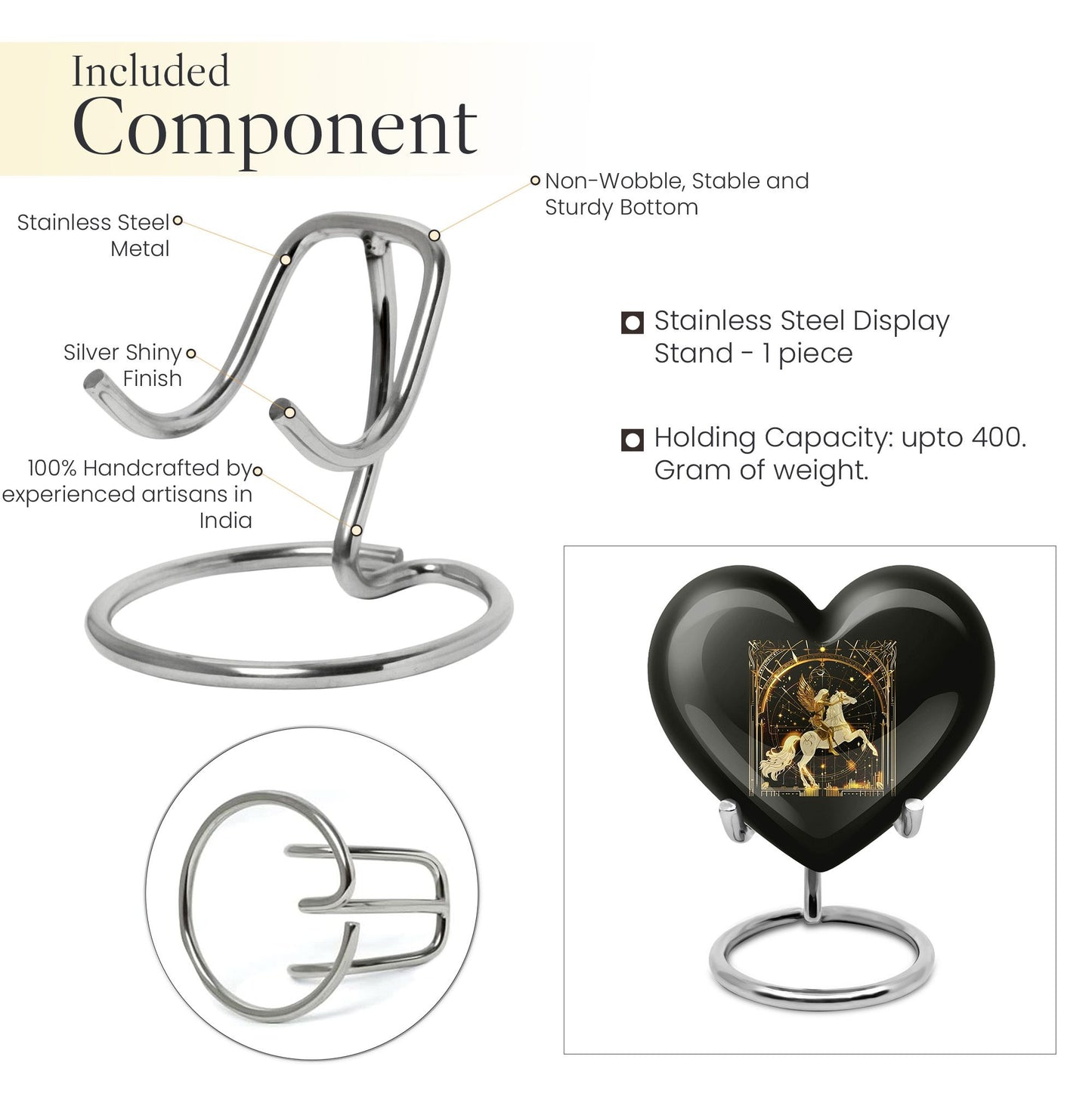 10 inch zodiac urn, Abstract heart design, large burial urn for adult ashes