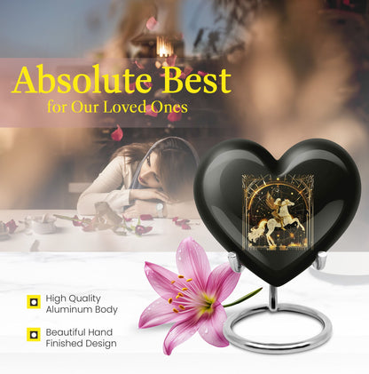 10 inch zodiac urn, Abstract heart design, large burial urn for adult ashes