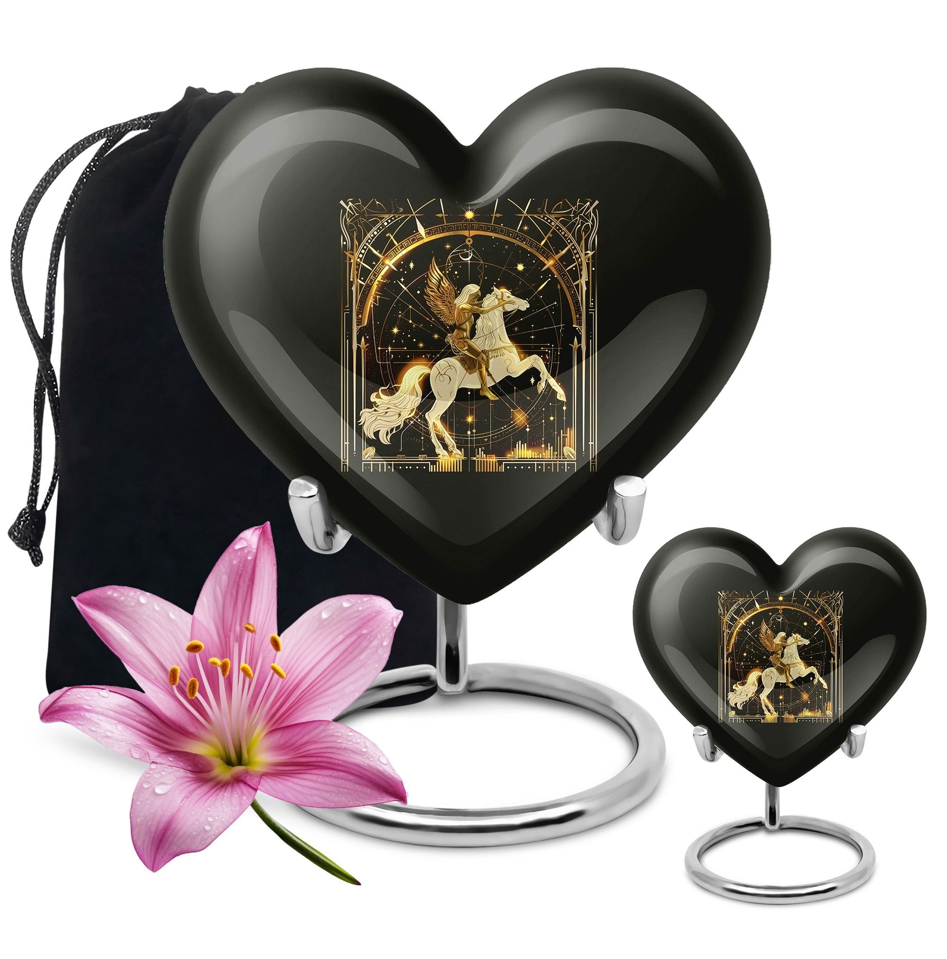 10 inch zodiac urn, Abstract heart design, large burial urn for adult ashes