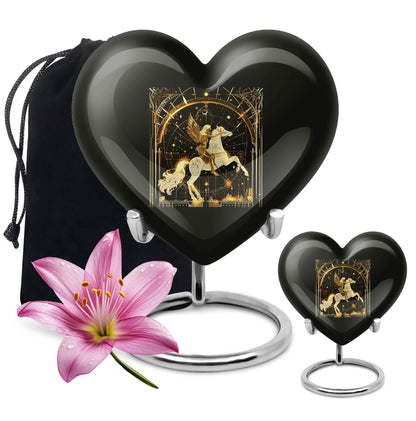 10 inch zodiac urn, Abstract heart design, large burial urn for adult ashes