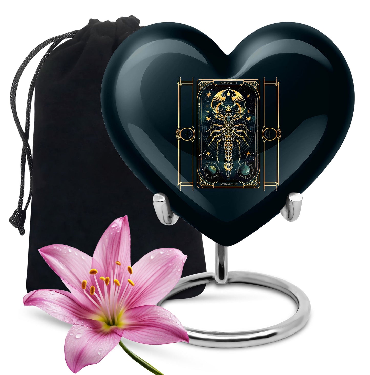 10 inch heart-shaped Aluminium zodiac urn used for female adult ashes, customizable with engraved names