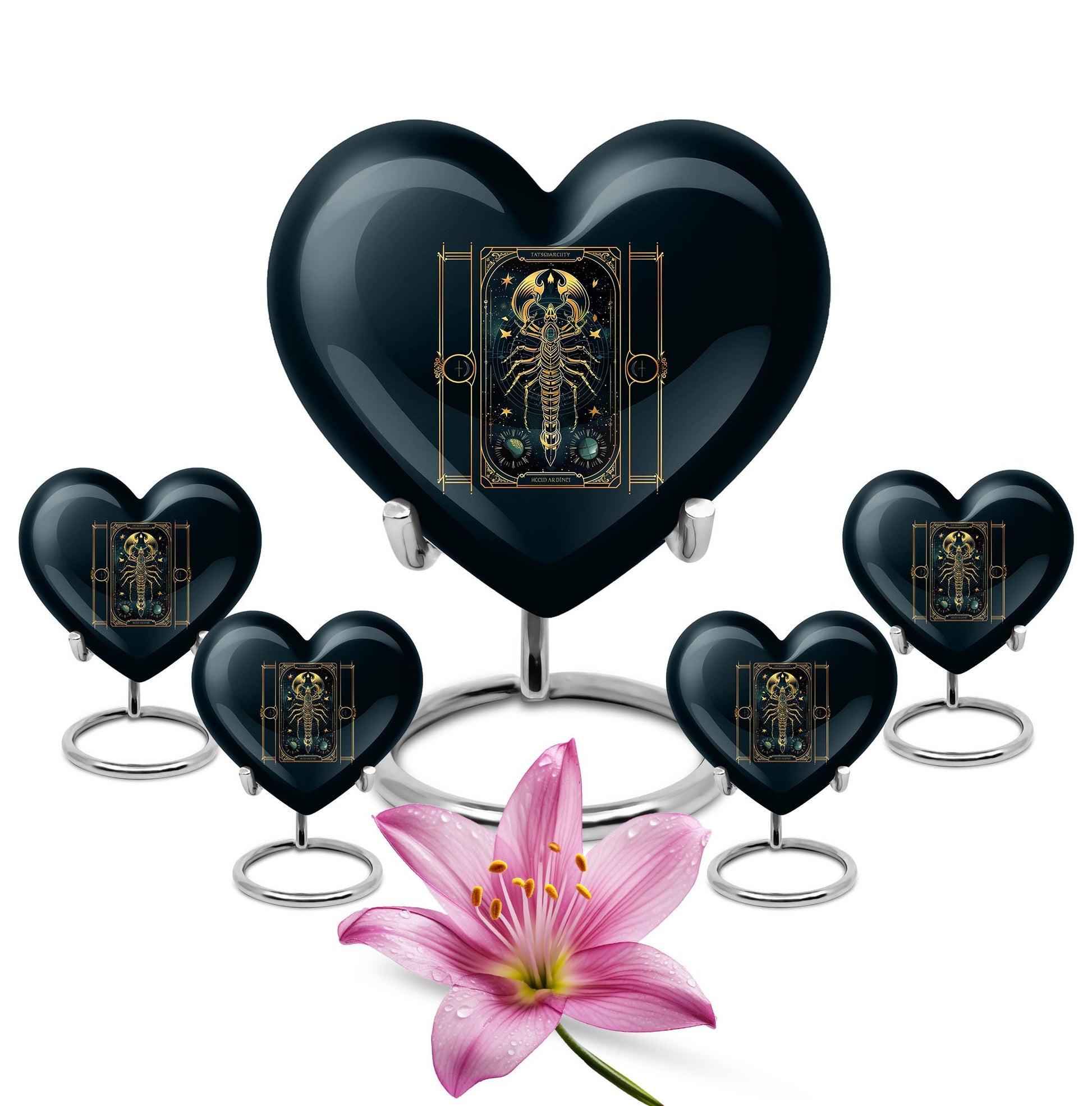 10 inch heart-shaped Aluminium zodiac urn used for female adult ashes, customizable with engraved names