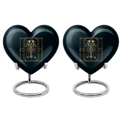 10 inch heart-shaped Aluminium zodiac urn used for female adult ashes, customizable with engraved names