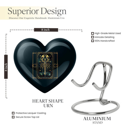 10 inch heart-shaped Aluminium zodiac urn used for female adult ashes, customizable with engraved names