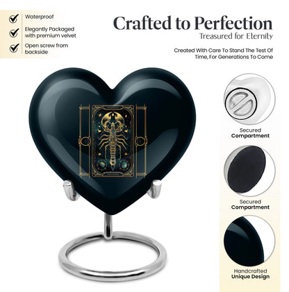 10 inch heart-shaped Aluminium zodiac urn used for female adult ashes, customizable with engraved names