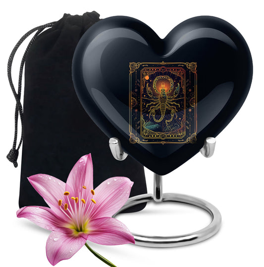 heart-shaped zodiac urn
