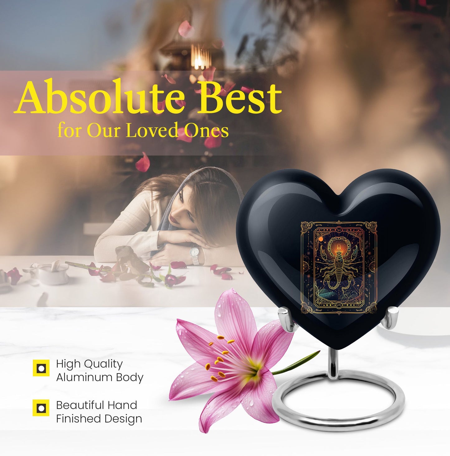 heart-shaped zodiac urn