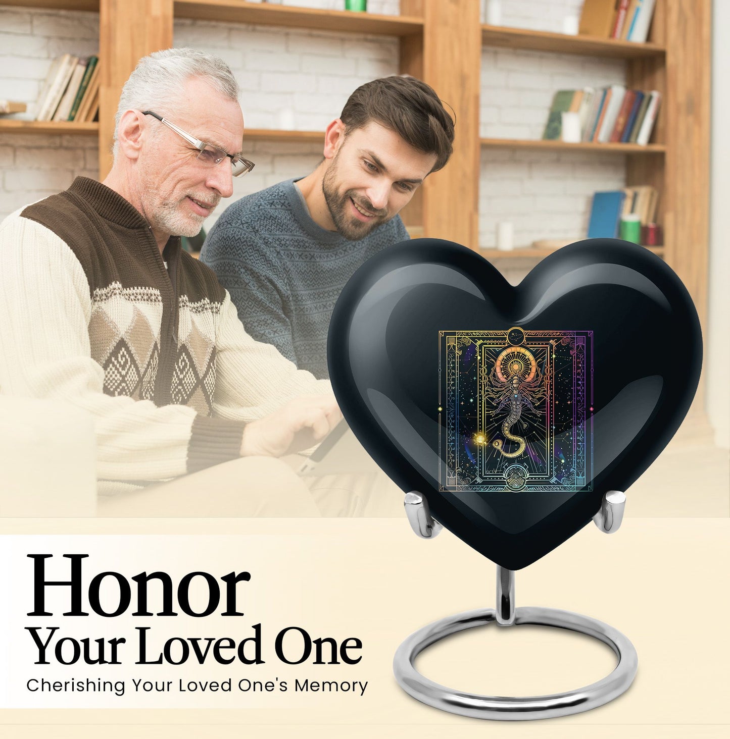 10-inch abstract heart design zodiac urn for cremation 