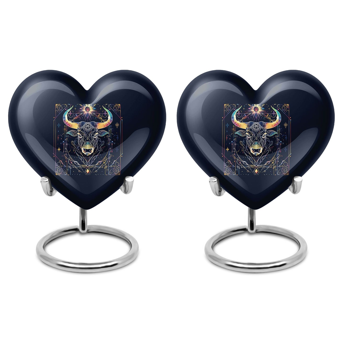 10-inch Zodiac Heart urn in aluminium for adult male ashes, 
