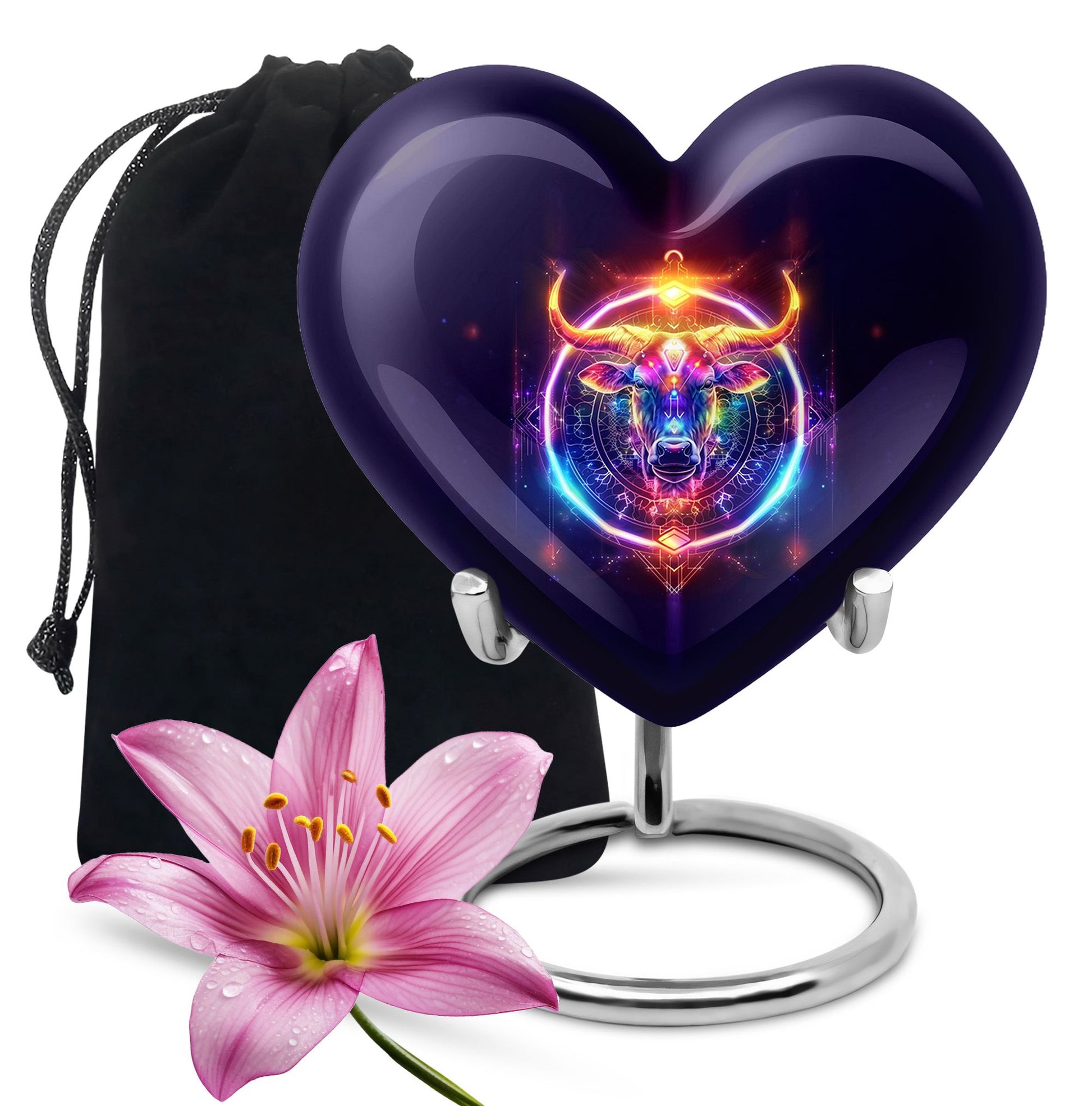 10-inch heart shaped zodiac urn for adult memorial crafted from aluminium