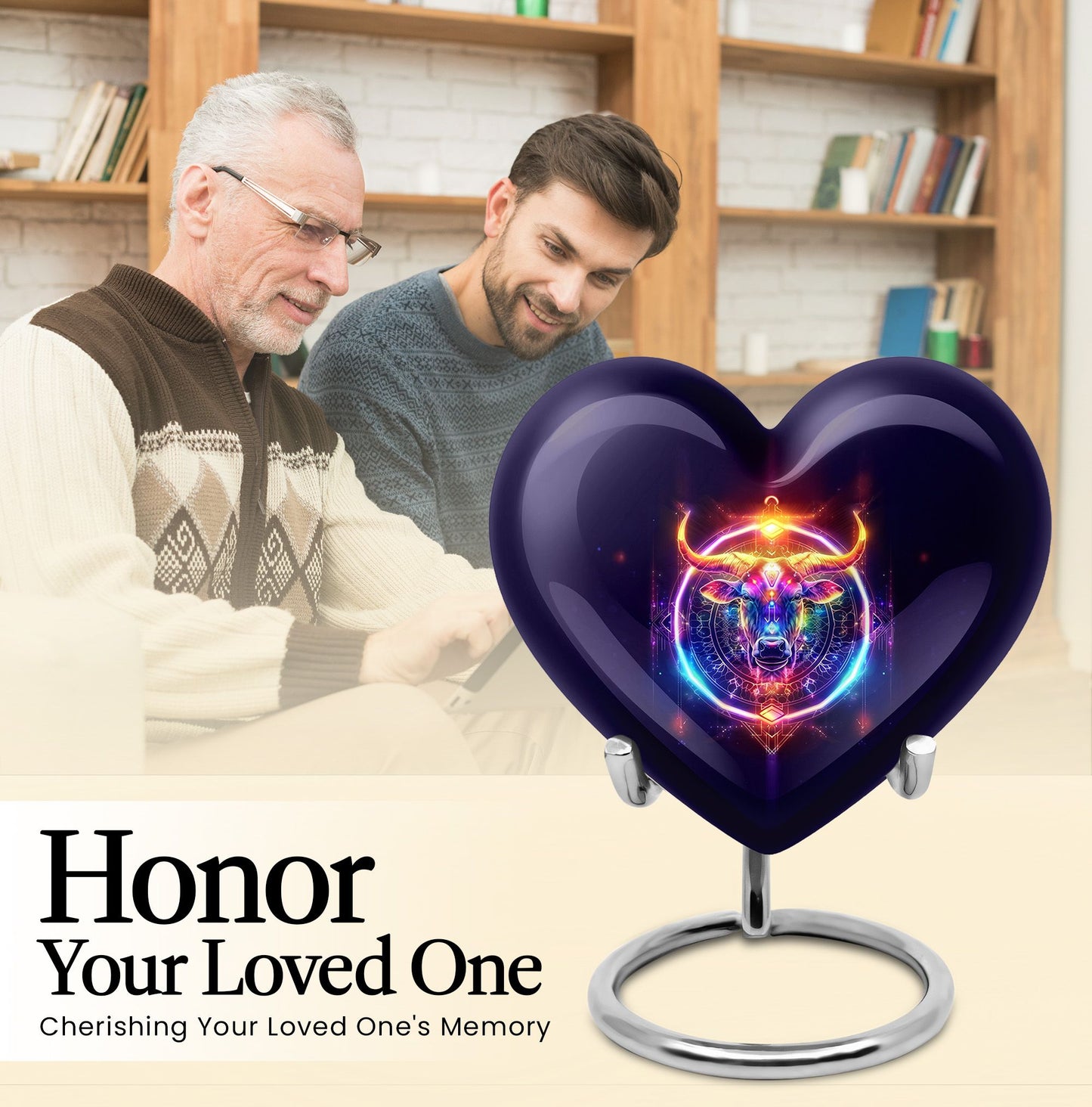10-inch heart shaped zodiac urn for adult memorial crafted from aluminium